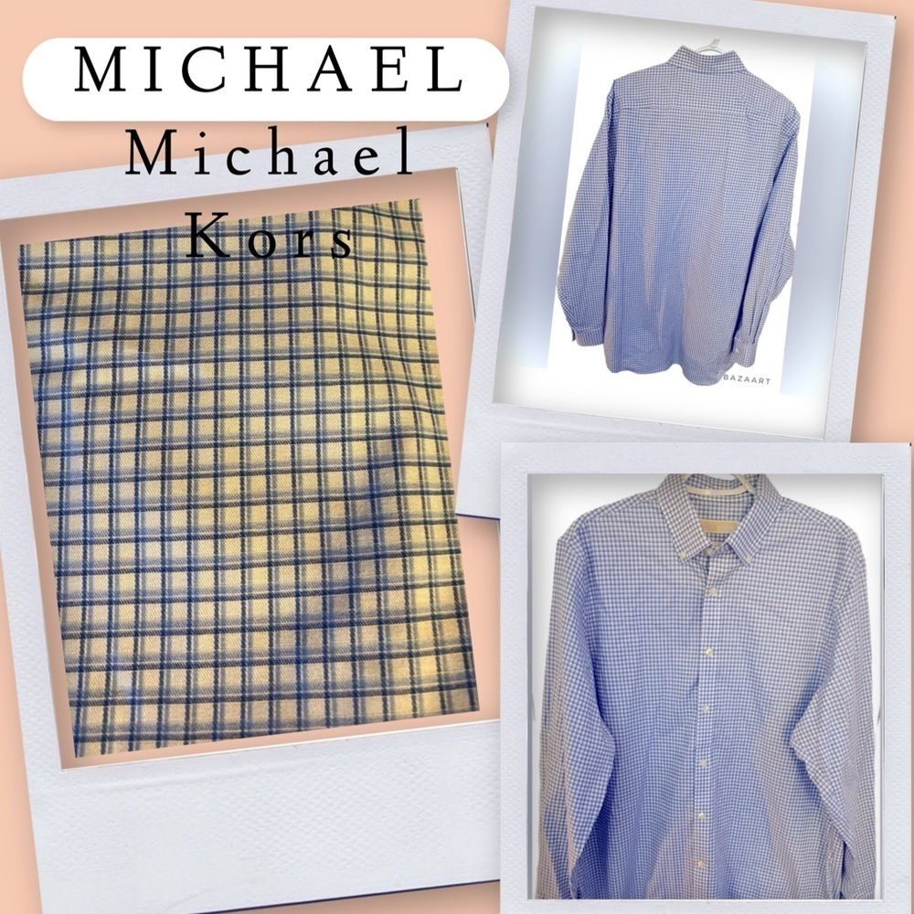 Michael Michael Kors Shirt, Button Down Shirt, Sz 16 1/2, 34/35, plaid, Geo - Picture 12 of 13